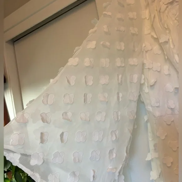 NWT Eloquii Size 20 White Textured Cut-Out Maxi Dress 3/4 Sleeve - Picture 3 of 4